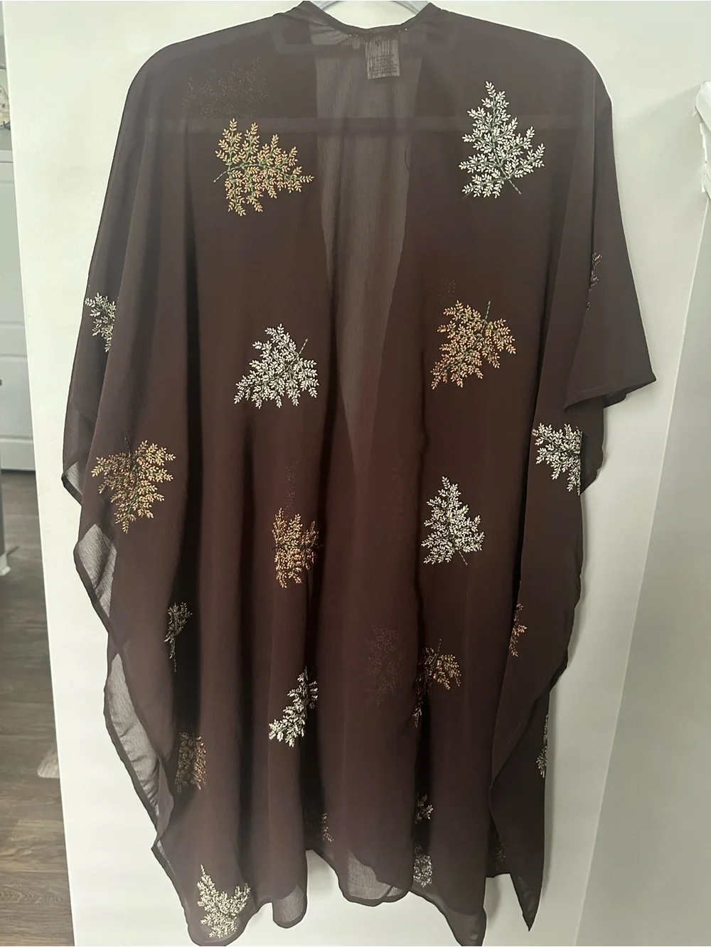 Sweet Magnolia Embroidered Kimono Shawl Cover-Up, One Size